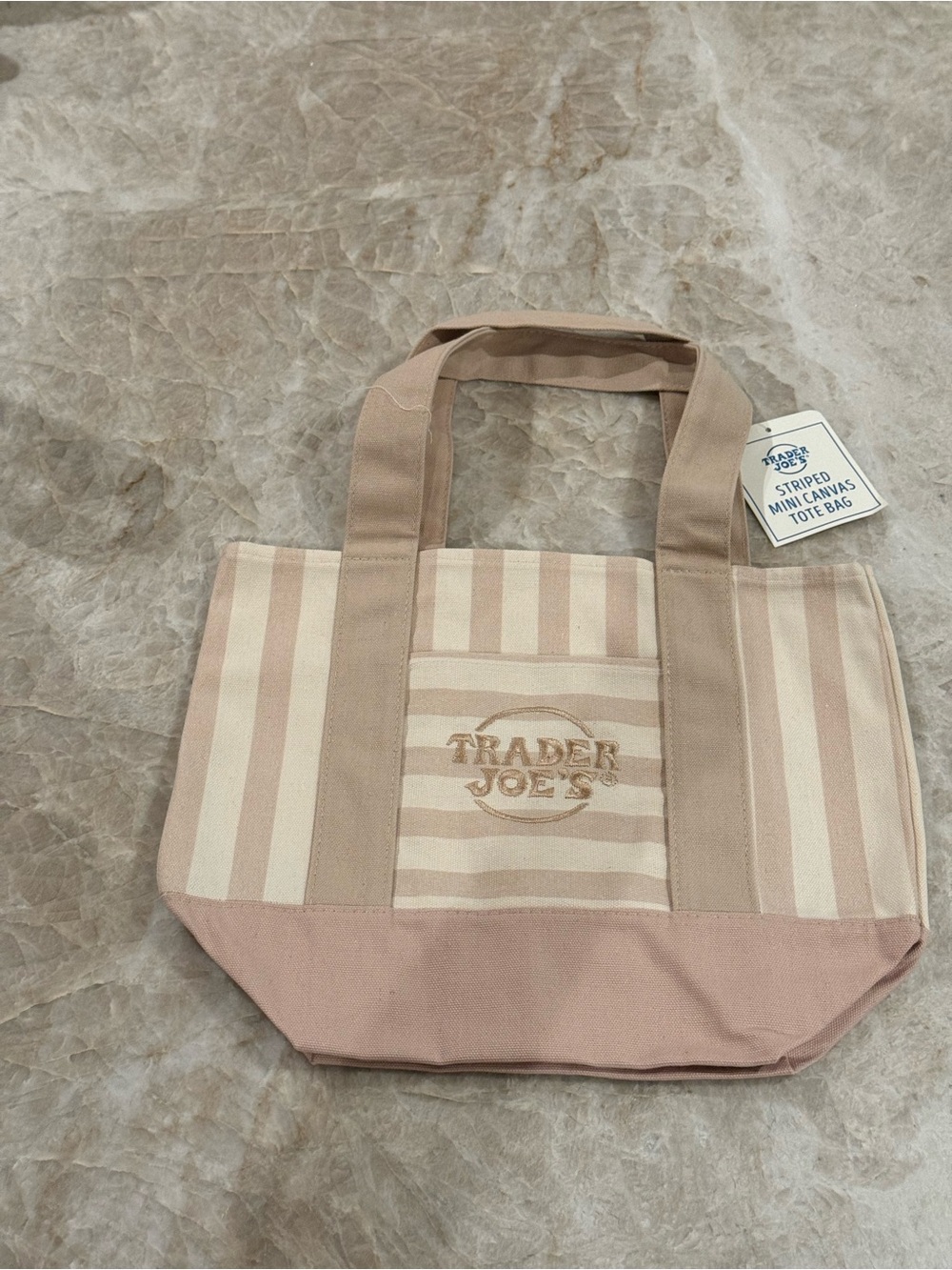 Trader Joe's Cream Mini Striped Canvas Tote